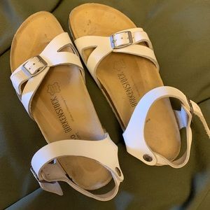 Birkenstock Rio White Leather Sandals
